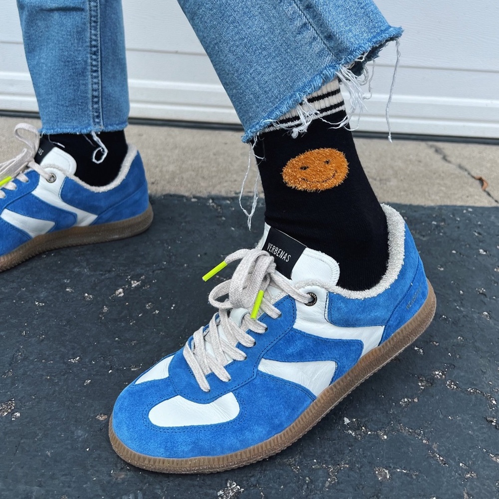 New VERBENAS Made In Spain Leather Suede Statement Trendy Sneakers Sz 38 7.5